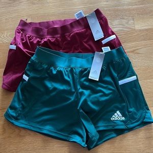 NEW! Adidas run/training shorts in maroon and green - size women’s large